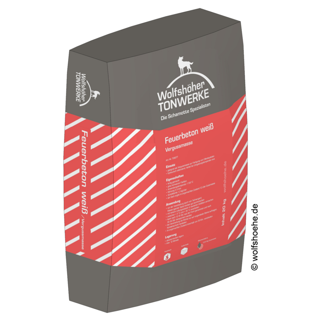 Feuerbeton Vergussmasse weiß Wolfshöher Tonwerke